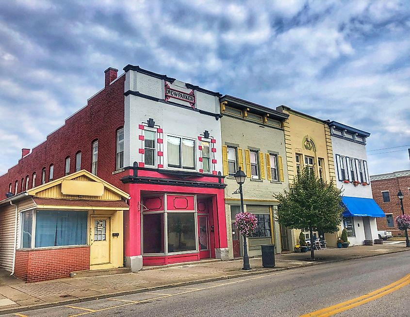 Colorful buildings in Gallipolis, Ohio.