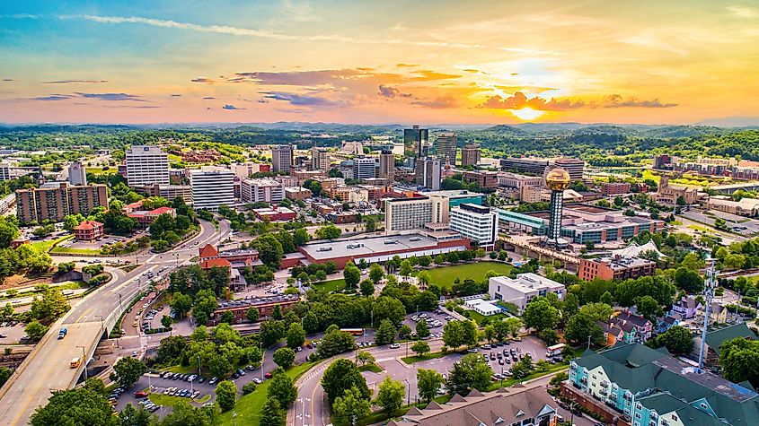 Aerial view of Knoxville, Tennessee.