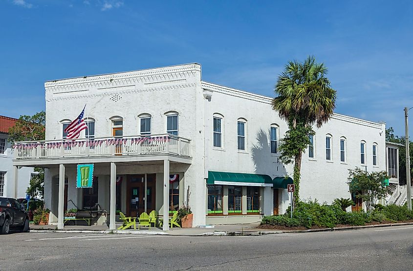 Apalachicola is famous for its old victorian buildings. 