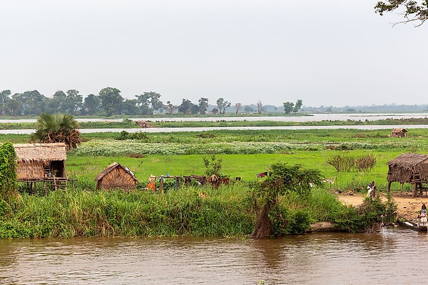 Village on the Congo Basin rainforest in the democratic republic of Congo.