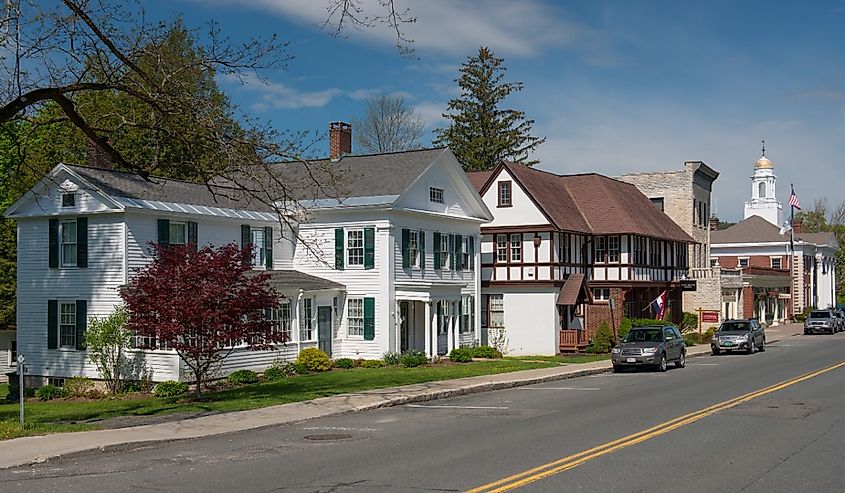 Downtown street in Lenox, Massachusetts.