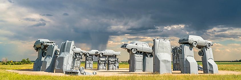 Carhenge, the car replica of Stonehenge near Alliance, Nebraska.