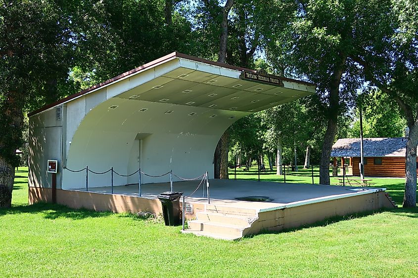 McClung Memorial Theater bandshell at City Park in Spearfish, South Dakota.