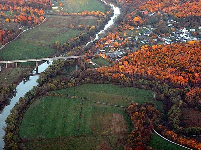 Aerial view of Brownsville in autumn.