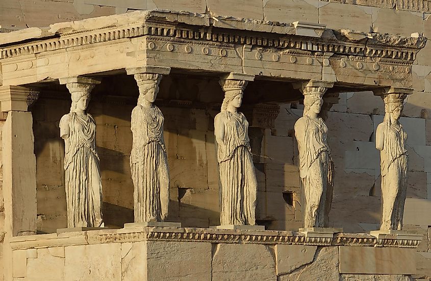 Caryatids in Erechtheum from Athenian Acropolis,Greece