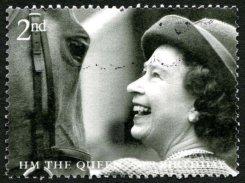 A used postage stamp from the UK, celebrating the 80th birthday of Queen Elizabeth II, circa 2006