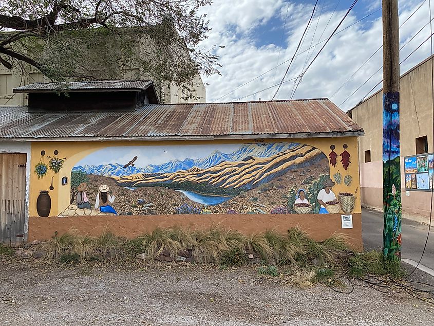 Elegant street art depicting the olden days in West Texas.