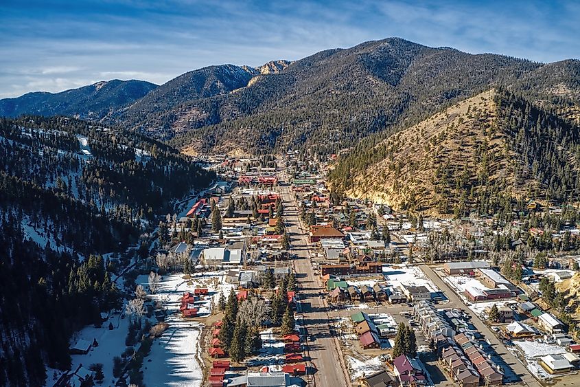 Aerial view of Red River, New Mexico.