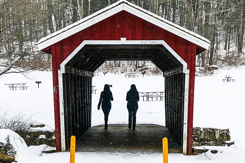 Kent Falls State Park in winter.