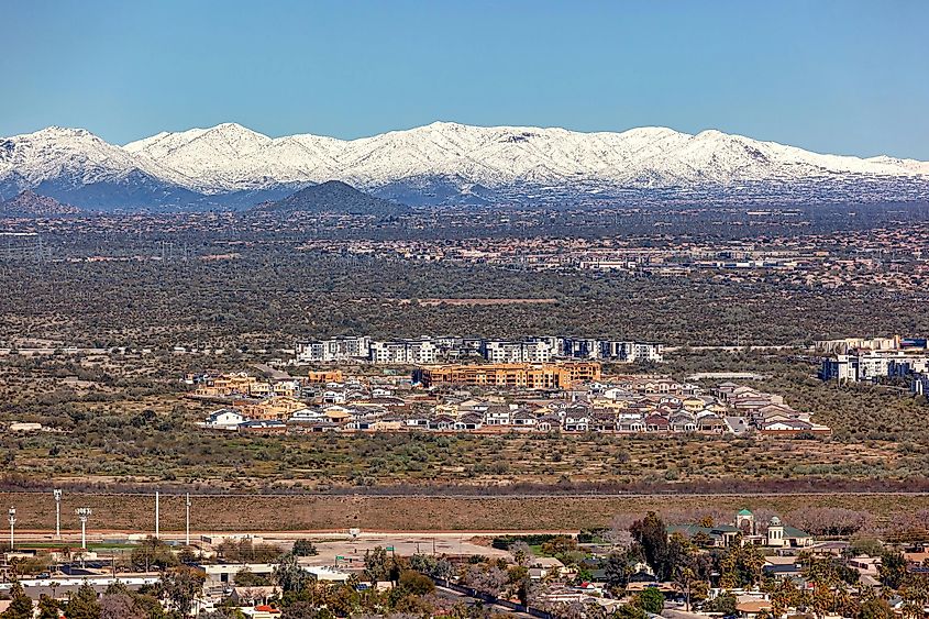 Snow capped Desert Foothills in Cave Creek, Arizona