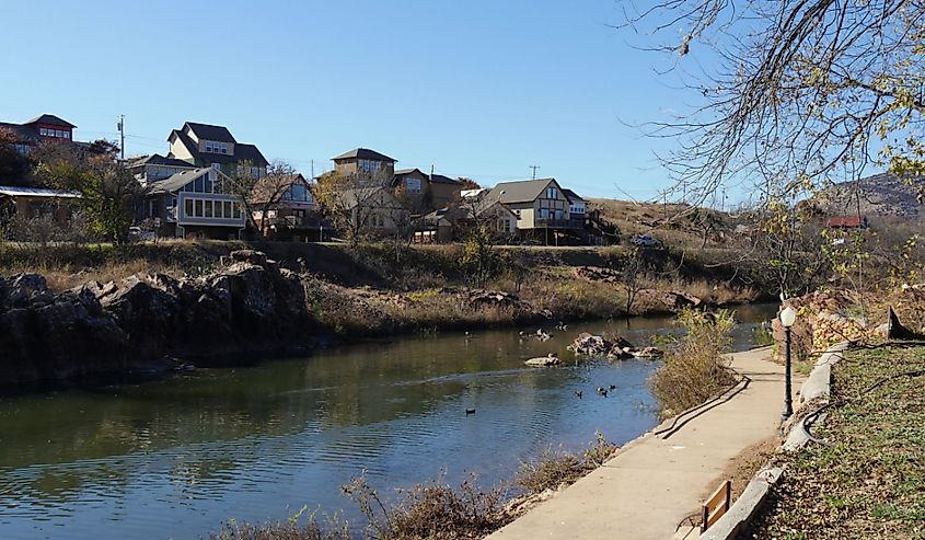 home along the river in Medicine Park, Oklahoma