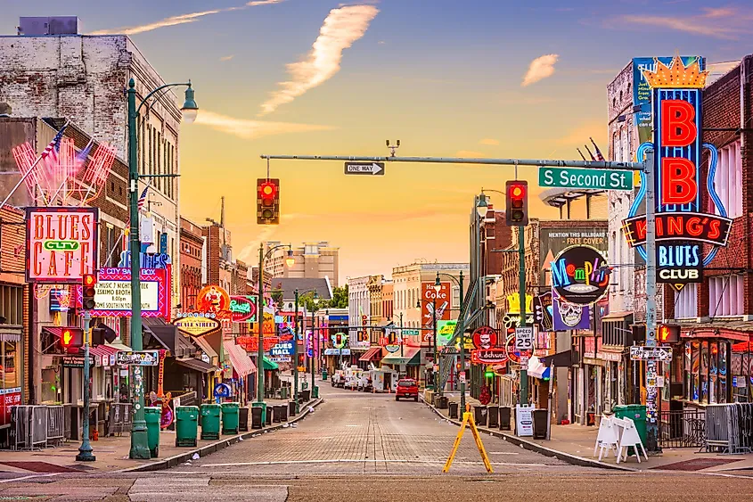 Blues Clubs on Beale Street at dawn. 