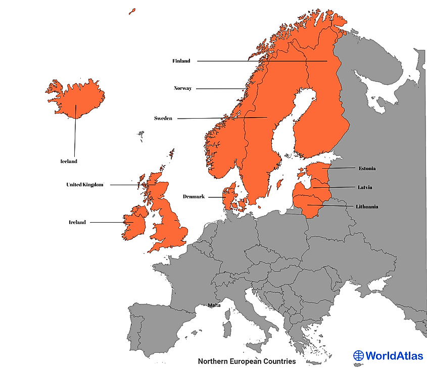 map of northern european countries