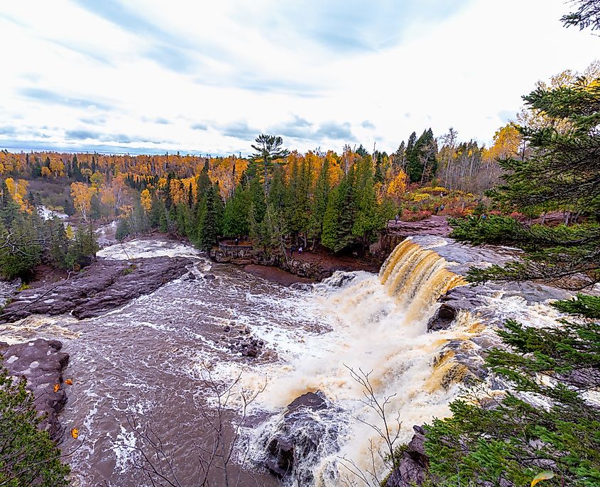 Aerial view of the Gooseberry Falls State Park in Minnesota