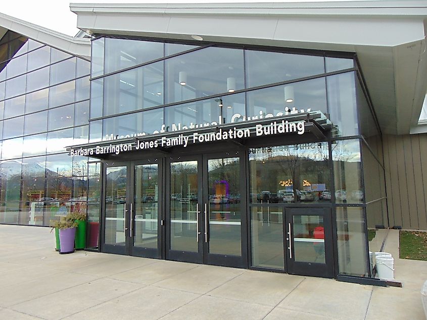 Entrance to the Museum of Natural Curiosity at Thanksgiving Point in Lehi, Utah.