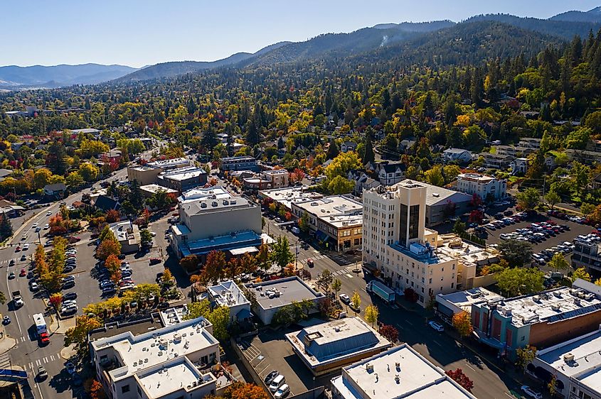 Aerial view of Ashland in Oregon