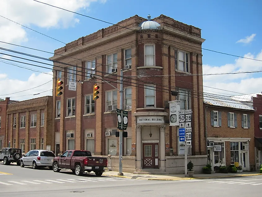 The historic National Building in Romney, West Virginia