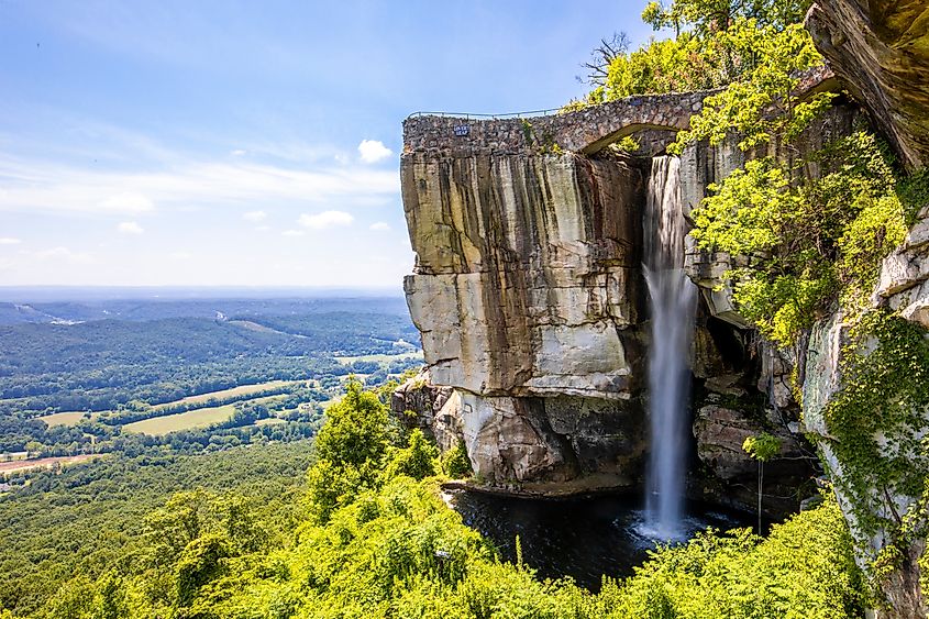 Spectacular waterfall at Rock City Gardens, Georgia.