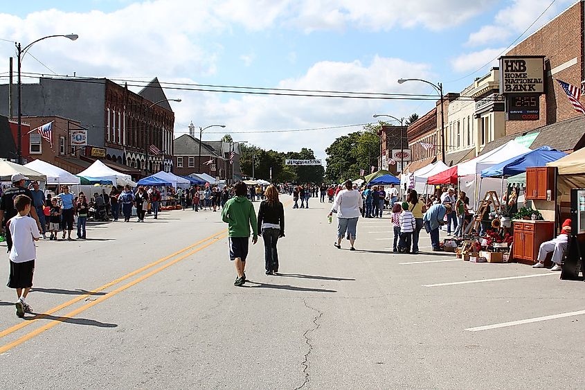 Thorntown, Indiana - Main Street during the Festival of the Turning of the Leaves.