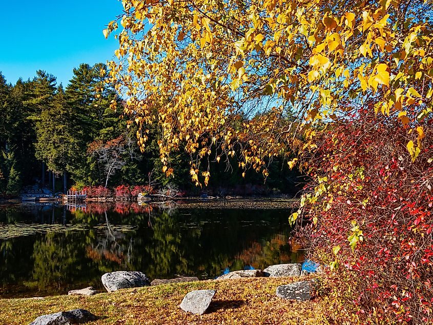 Moultonbourough, New Hampshire on Lake Winnipesaukee featuring a boat ramp