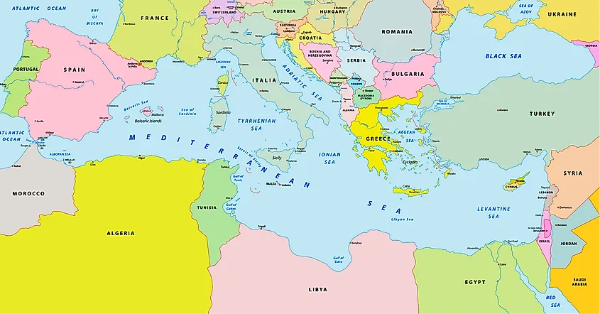 Mediterranean countries map