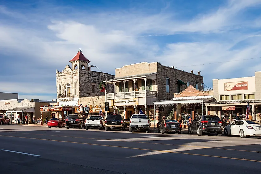 The Main Street in Fredericksburg, Texas.