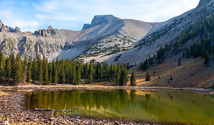 Lake surrounded by mountains in Great Basin National Park in Nevada