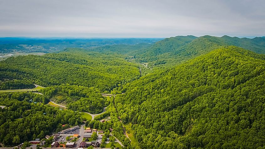 View of Cumberland Gap, TN, from Pinnacle Overlook at Cumberland Gap National Historical Park.