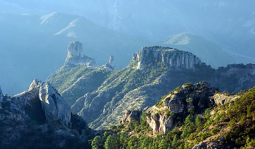 Early morning light on mountain tops, Copper Canyon, Mexico