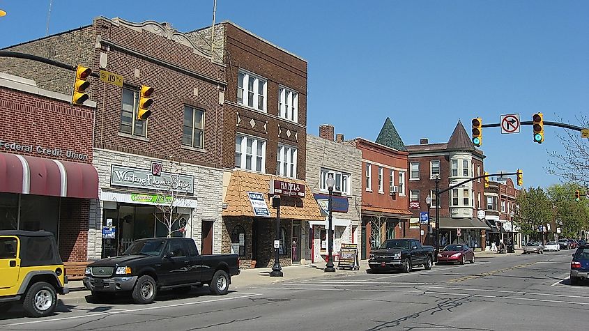 Buildings on the northern side of the 1300 block of 119th Street in Whiting, Indiana