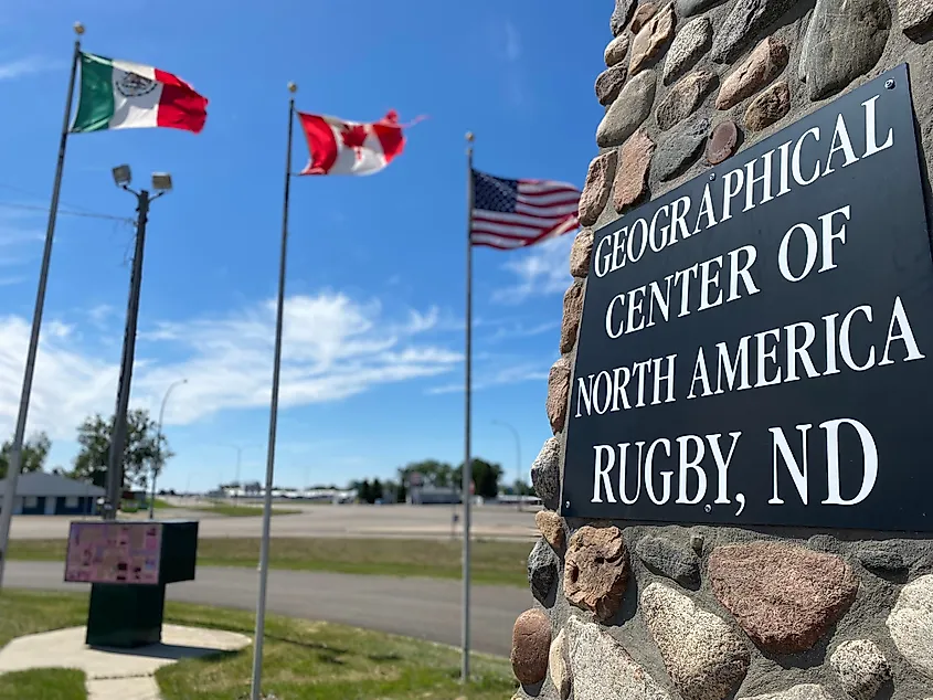 Geographical Center of North America sign in Rugby, North Dakota.