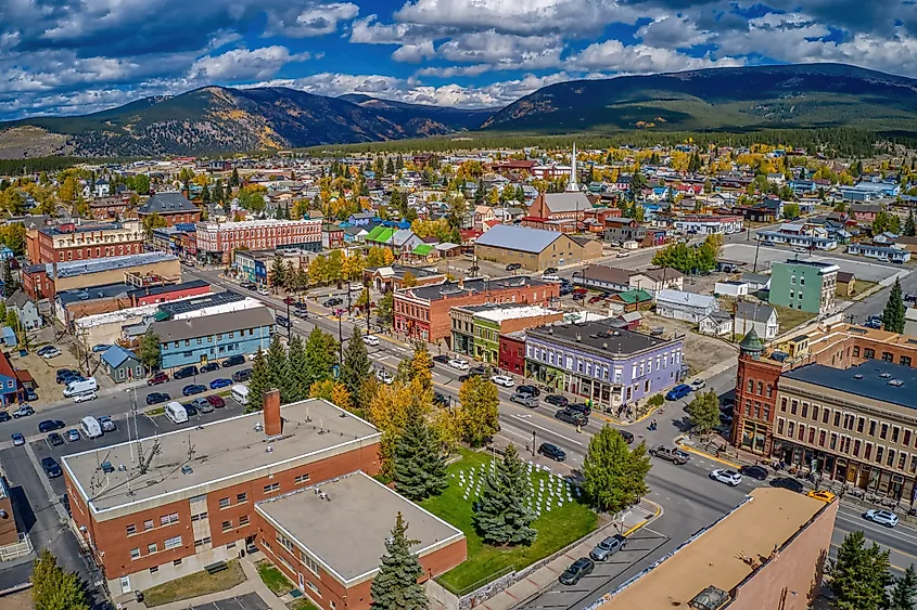 Aerial View of Leadville, Colorado, during fall.