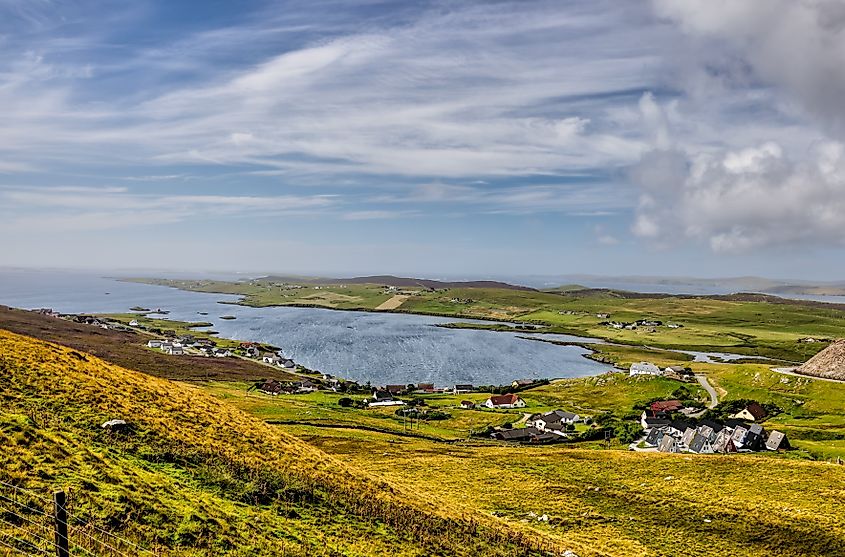 Aerial view of Lerwick, Scotland.