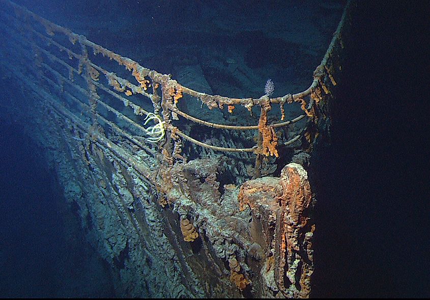 Bow of RMS Titanic, first discovered in 1985. 