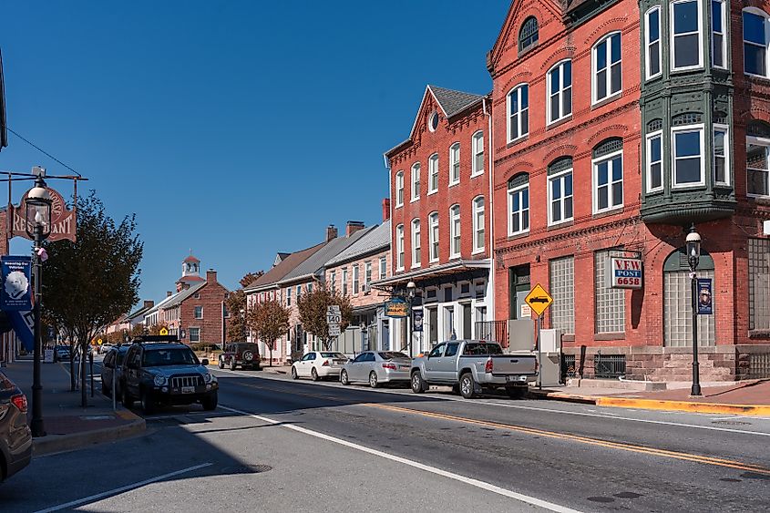 The beautiful Main Street area of Emmitsburg, Maryland.