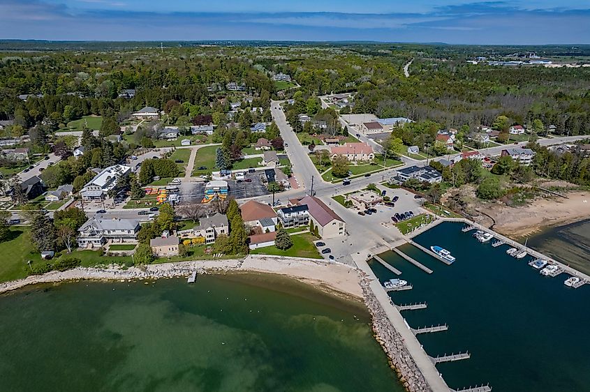 Marina of Baileys Harbor on Lake Michigan.