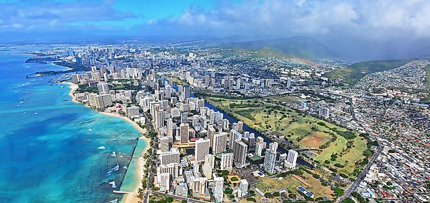 Aerial view of Waikiki. 