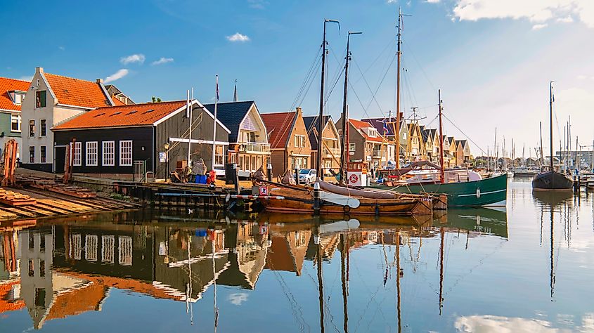 The historic harbor in Urk, Netherlands.
