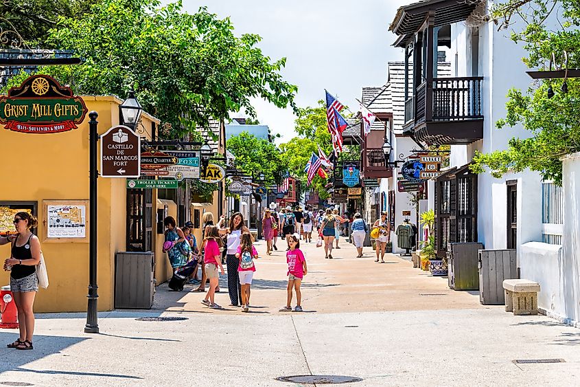 The vibrant St. George Street in St. Augustine, Florida