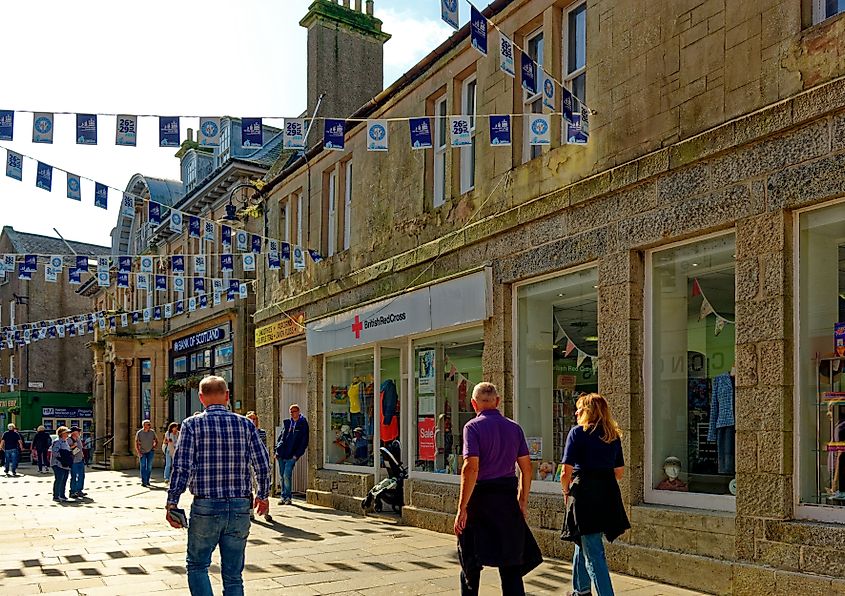 Lerwick is the main town and port of the Shetland archipelago, Scotland. Lerwick has 7,000 residents, but 2 cruise ships easily doubles the population. Via Shutterstock / Darryl Brooks
