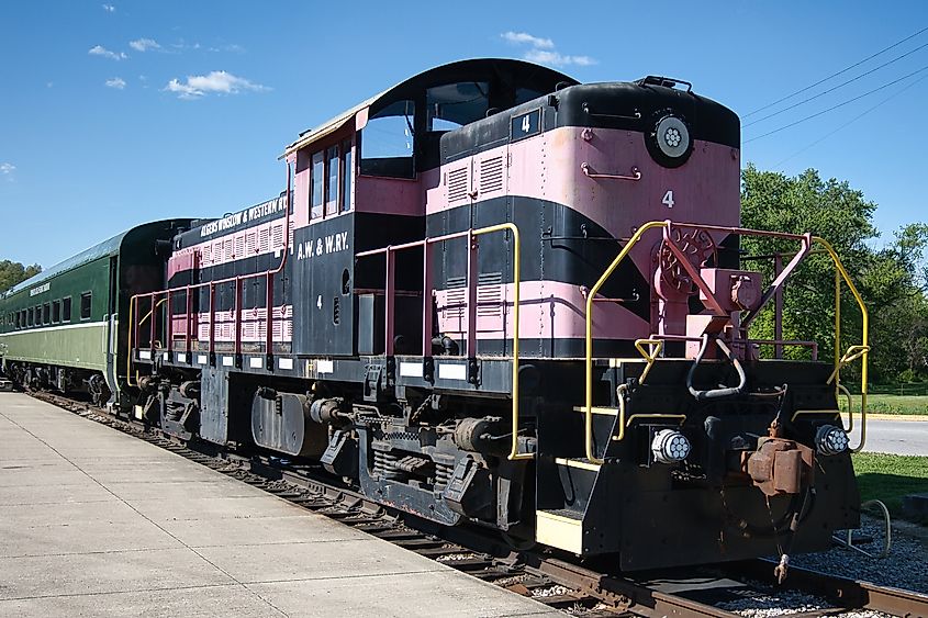Pink train in French Lick, Indiana.