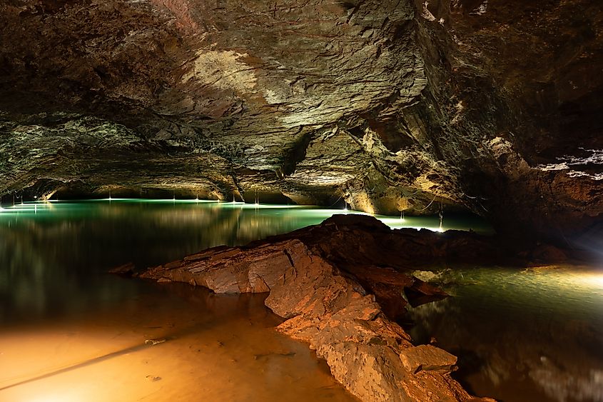 : The vast main chambers of Craighead Caverns at The Lost Sea Adventure,