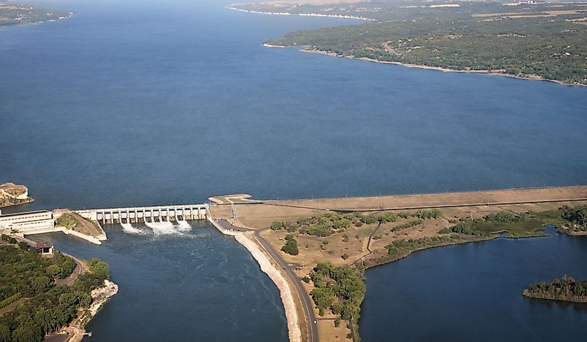 Aerial of Gavins Point Dam at Lewis and Clark Lake