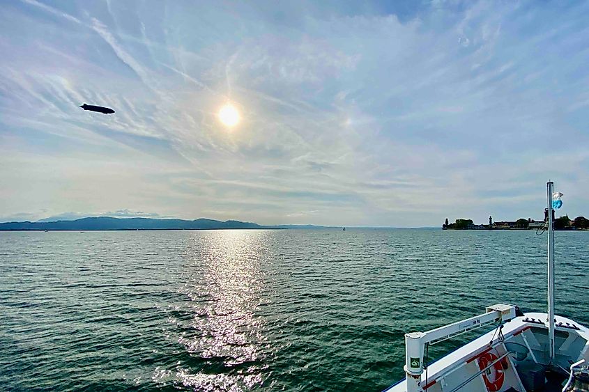 Zeppelin over Lake Constance near Lindau