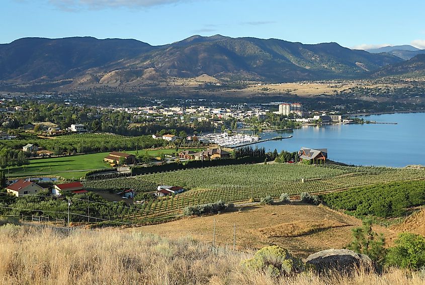 Downtown Penticton on the shores of Okanagan Lake, British Columbia.