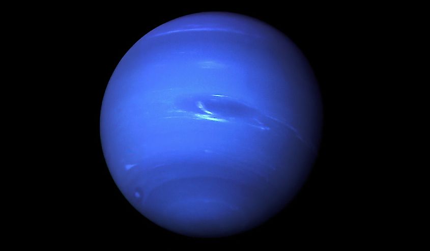 Planet Neptune with a big spot on his atmosphere. Elements of this image were furnished by NASA.