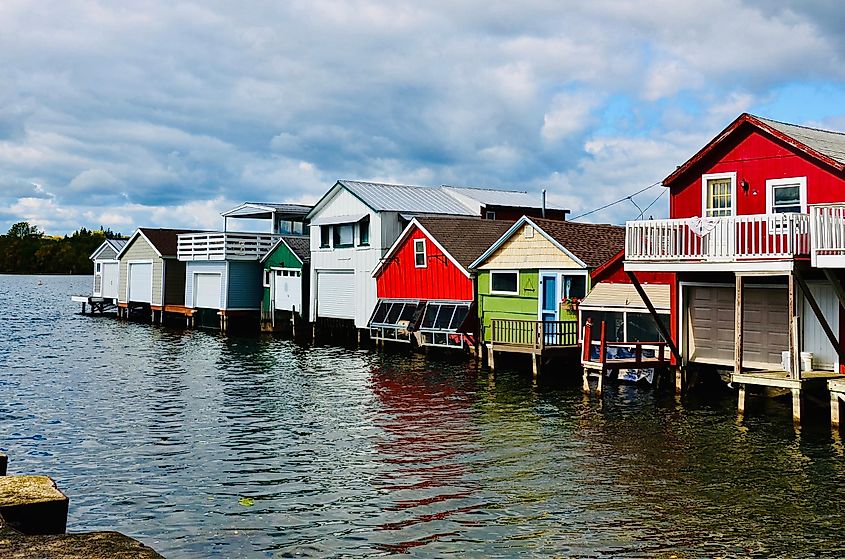 Boathouses in the Canandaigua Lake.