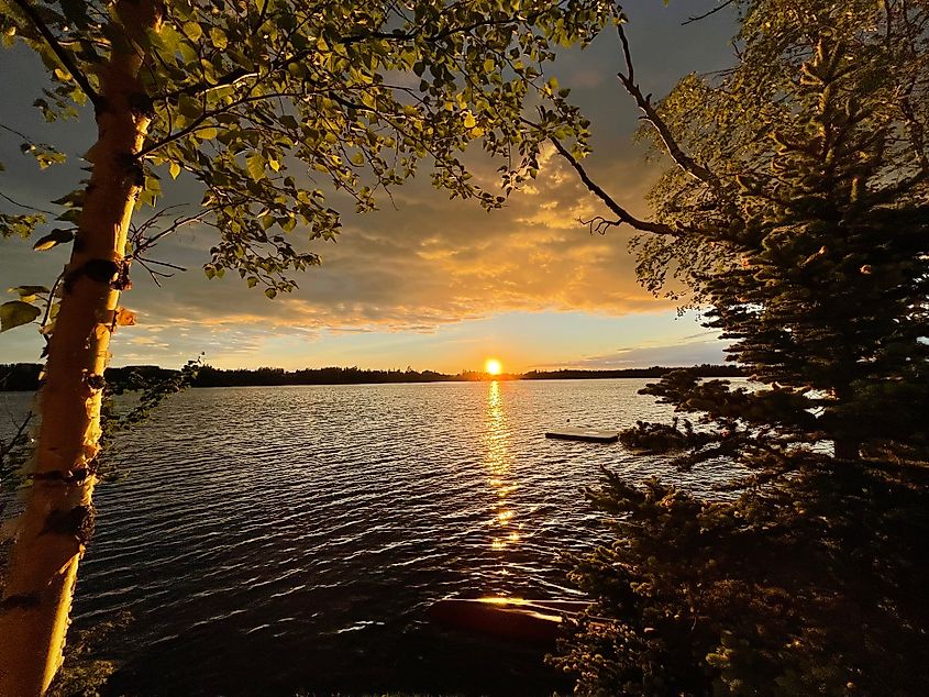 Big Lake, Alaska, UNITED STATES - July 1, 2023 : Sunset in Big Lake, Alaska