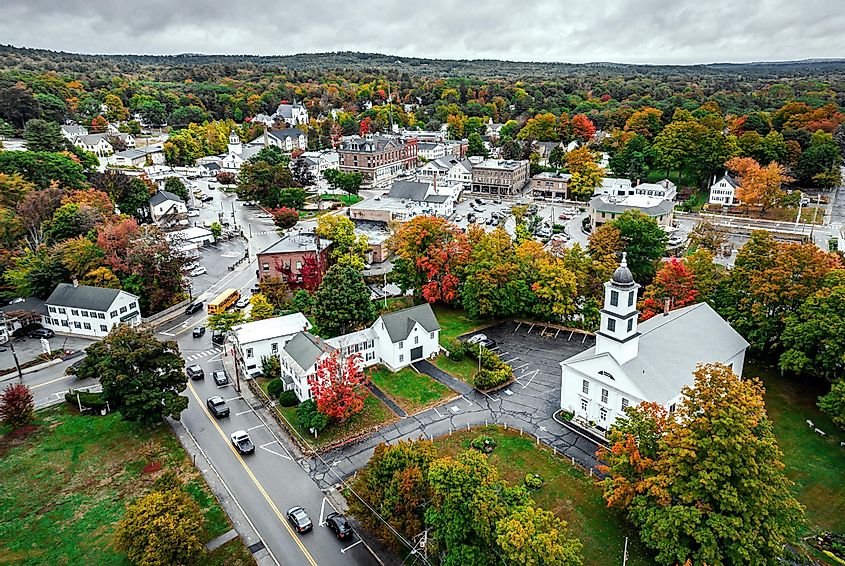 Aerial view of Milford, New Hampshire.