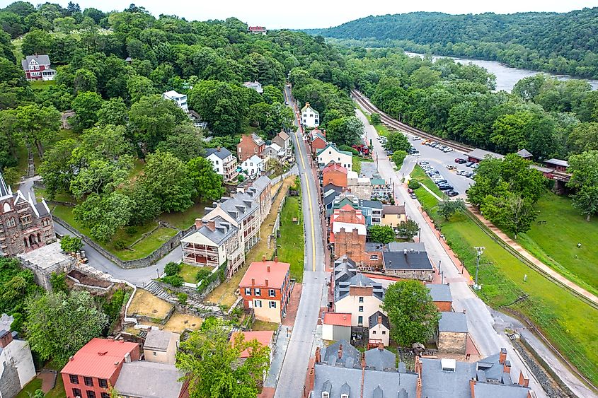 Aerial view of Harpers Ferry, West Virginia